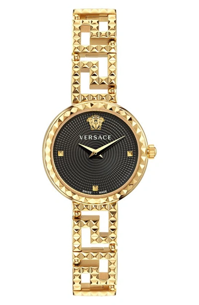 Versace Men's Greca Goddess Ip Yellow Gold Stainless Steel Bracelet Watch/28mm In Yellow Gold Black