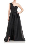 Kay Unger Vera One-shoulder Maxi Romper In Black