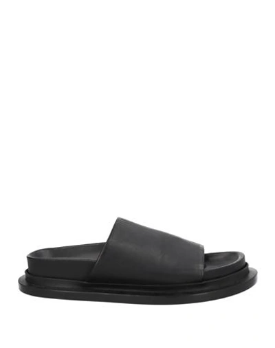Jil Sander Woman Sandals Black Size 6 Soft Leather In Black