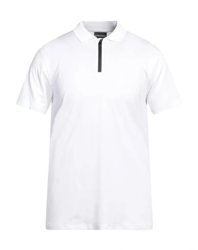 Emporio Armani Man Polo Shirt White Size M Lyocell, Cotton