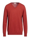 Brooksfield Man Sweater Orange Size 44 Virgin Wool