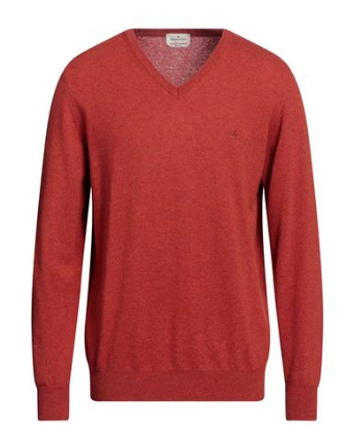 Brooksfield Man Sweater Orange Size 44 Virgin Wool