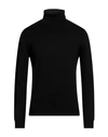 Daniele Fiesoli Man Turtleneck Black Size L Merino Wool In Black