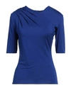 Emporio Armani Woman T-shirt Bright Blue Size 6 Viscose, Elastane