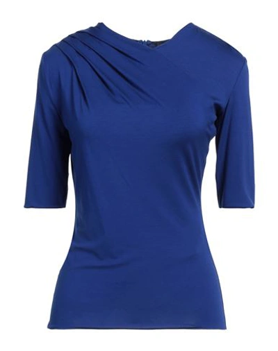 Emporio Armani Woman T-shirt Bright Blue Size 8 Viscose, Elastane