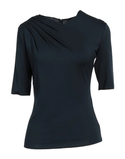 Emporio Armani Woman T-shirt Navy Blue Size 10 Viscose, Elastane