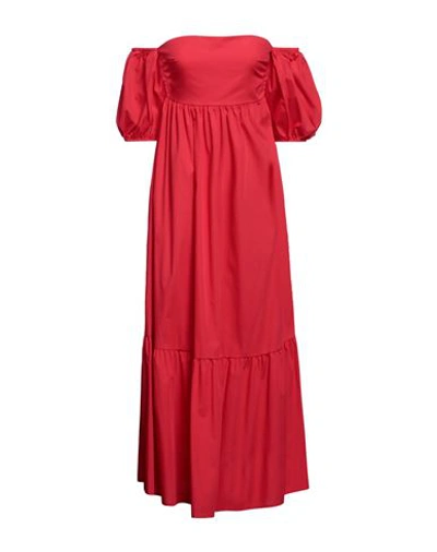 Vicolo Woman Midi Dress Red Size M Cotton In Red