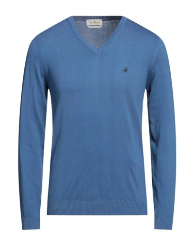 Brooksfield Man Sweater Pastel Blue Size 48 Cotton