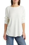 Treasure & Bond Oversize Organic Cotton Blend Thermal Knit Top In Ivory