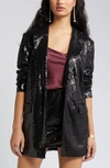 Open Edit Single Breasted Sequin Blazer In Black