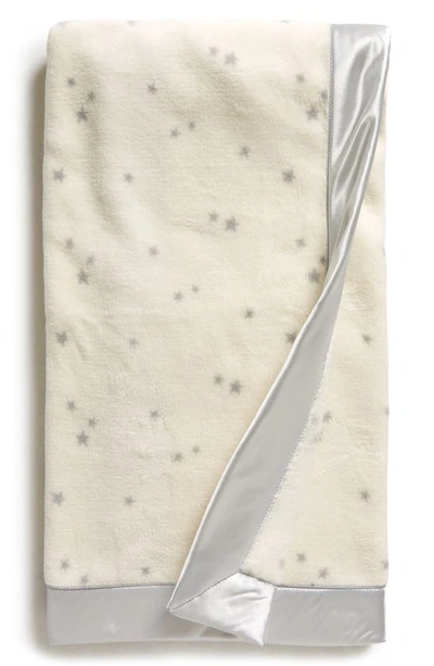 Nordstrom Baby Print Plush Blanket In Ivory Egret- Grey Stars