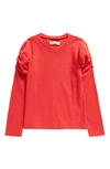 Tucker + Tate Kids' Rib Metallic Long Sleeve T-shirt In Red Letter Sparkle Stripe