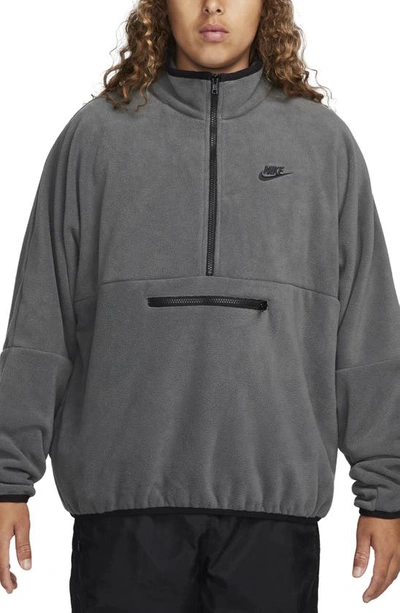 Nike Men's Club Fleece+ Half-zip Logo Hoodie In Iron Grey/ Black