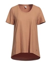 European Culture Woman T-shirt Camel Size L Cotton In Beige