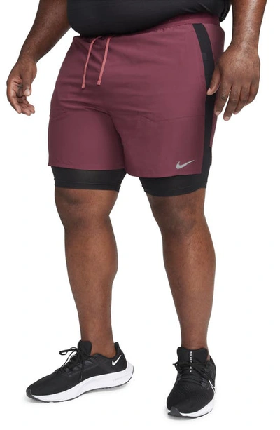 Nike Men's Stride Dri-fit 5" Hybrid Running Shorts In Red