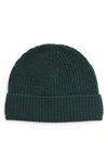 Andrew Stewart Cashmere Ribbed Beanie In Green