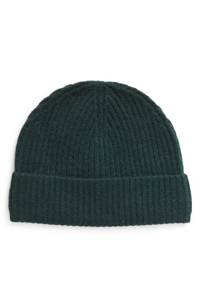 Andrew Stewart Cashmere Ribbed Beanie In Green