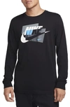 Nike Puff Print Long Sleeve Graphic T-shirt In Black