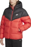Nike Men's Windrunner Primaloft® Storm-fit Hooded Puffer Jacket In Black/university Red/sail