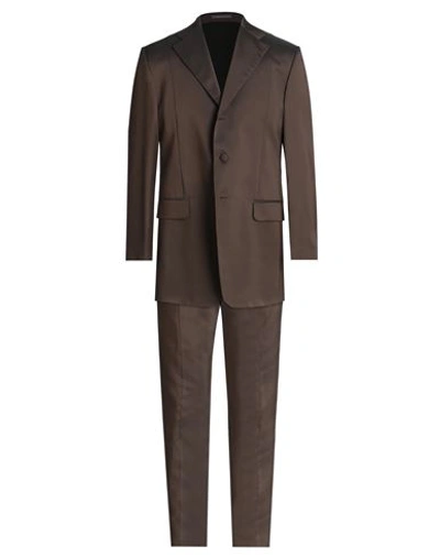 1911 Lubiam Cerimonia Man Suit Dark Brown Size 44 Viscose, Acetate