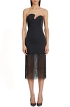Amanda Uprichard Strapless Puzzle Dress With Fringe In Black