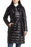 Via Spiga Asymmetric Belted Puffer Coat In Grey