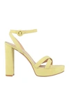 Gianvito Rossi Woman Sandals Acid Green Size 5.5 Soft Leather