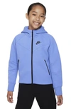 Nike Sportswear Tech Fleece Big Kids' (girls') Full-zip Hoodie In Black/black/polar
