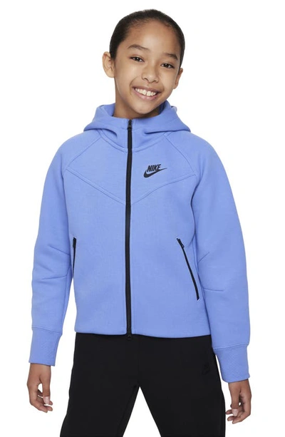 Nike Sportswear Tech Fleece Big Kids' (girls') Full-zip Hoodie In Polar/ Black
