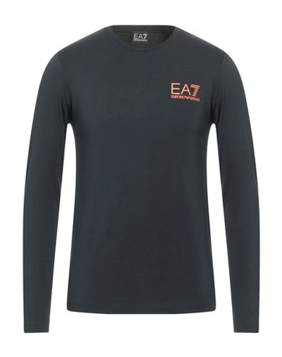 Ea7 Man T-shirt Midnight Blue Size Xxs Cotton, Elastane