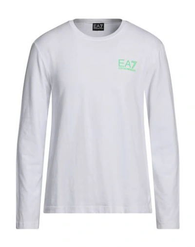 Ea7 Man T-shirt White Size Xxl Cotton, Elastane