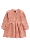 Nordstrom Babies' Cozy Sparkle Long Sleeve Knit Dress In Pink Brick