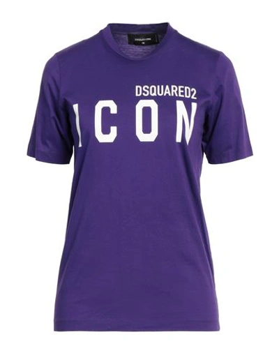 Dsquared2 Woman T-shirt Purple Size Xs Cotton In Purple