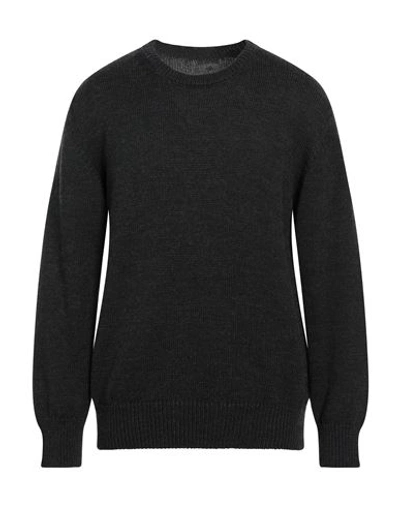 Bl'ker Man Sweater Steel Grey Size Xxl Wool, Cashmere In Black