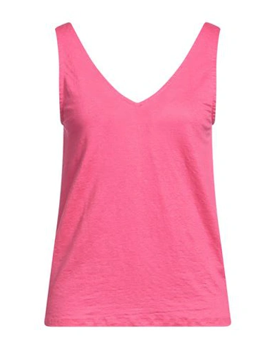 Majestic Filatures Woman Tank Top Fuchsia Size 3 Linen, Elastane In Pink