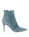 Gianvito Rossi Woman Ankle Boots Pastel Blue Size 11 Soft Leather