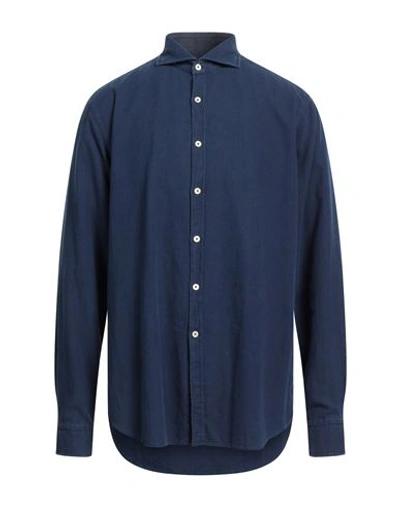 Alessandro Gherardi Man Shirt Midnight Blue Size Xl Cotton