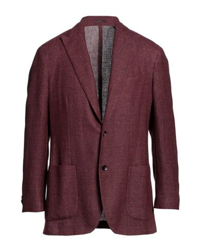 Lardini Man Blazer Deep Purple Size 46 Silk, Linen, Wool