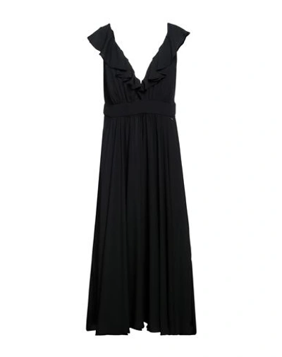 Liu •jo Woman Midi Dress Black Size 4 Polyester In Black