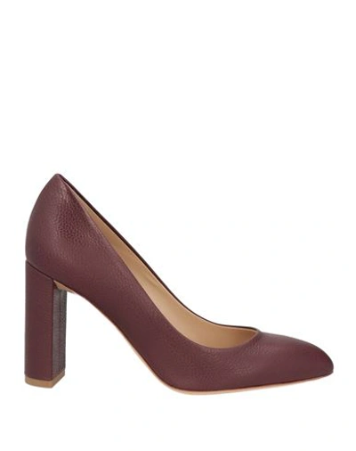 Deimille Woman Pumps Burgundy Size 10 Soft Leather In Purple