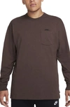Nike Men's  Sportswear Premium Essentials Long-sleeve Pocket T-shirt In Brown
