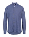 Drumohr Man Shirt Slate Blue Size Xxl Linen