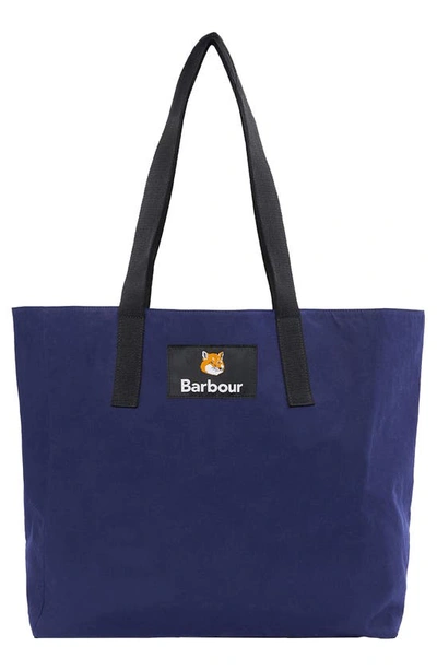 Barbour X Maison Kitsuné - Reversible Tote Bag In Dark Navy