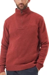 Barbour Nelson Essential Lambswool Half Zip Sweater In Brick Red