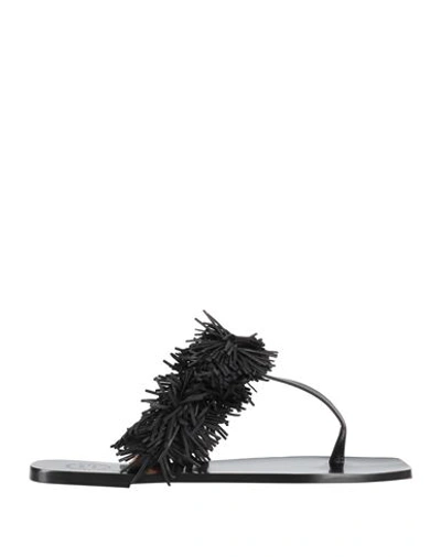 Atp Atelier Woman Toe Strap Sandals Black Size 8 Soft Leather