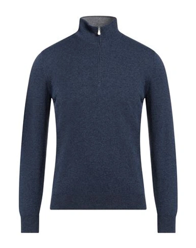 Gran Sasso Man Turtleneck Slate Blue Size 38 Virgin Wool, Cashmere, Viscose In Blue