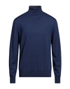 Vneck Man Turtleneck Blue Size 46 Merino Wool