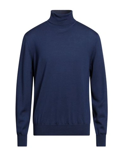 Vneck Man Turtleneck Blue Size 46 Merino Wool