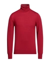 Vneck Man Turtleneck Red Size 44 Merino Wool