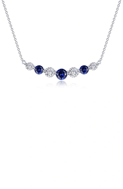 Lafonn Symbols Of Joy Lab Created Sapphire & Simulated Diamond Bar Pendant Necklace In Blue